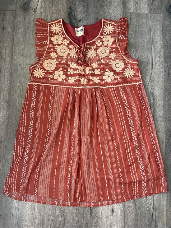Savanna Jane Dresses & Skirts - Savanna Jane Rust Dress with Cream Floral Embroidery